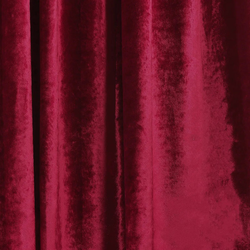 Rideau simple extra long et extra large en velours brillant de luxe, Rubis, L 100 po x L 240 po