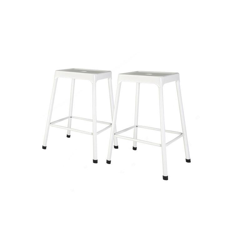 Tabouret de comptoir en métal thermolaqué blanc, ensemble de 2
