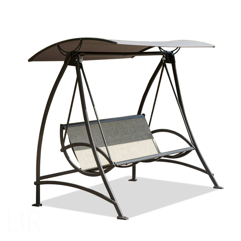 3-Seat Patio Swing Chair, Outdoor Porch Swing With Adjustable Canopy And Durable Steel Frame, Patio Swing Glider For Garden, Deck, Porch, Backyard, Chair