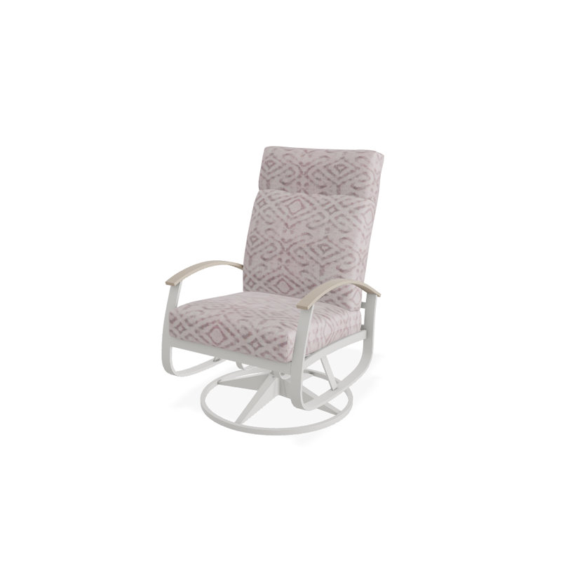 Chaise de patio pivotante avec coussins Askar, Frêne serein, Désert P60, Neige texturée