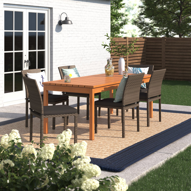 Anautica 6 - Person Wicker Patio Dining Set with Rectangular Table