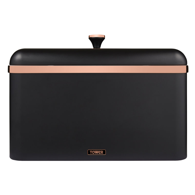 Tower Cavaletto Bread Bin with Removable Lid, Large Capacity and Durable Steel Body, Black