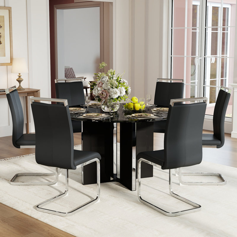 Ensemble de table de salle à manger 47,2 po Faux marbre