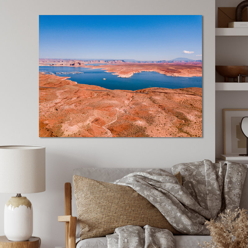 Vue aérienne du lac Powell, H 12 po x l 20 po x P 1 po, Toile tendue