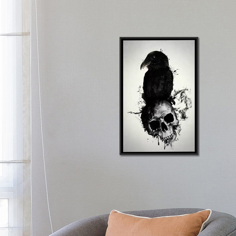 «Raven and Skull» par Nicklas Gustafsson, reproduction d'art graphique sur toile, H 26 po x l 18 po x P 1,5 po, Pas de tapis