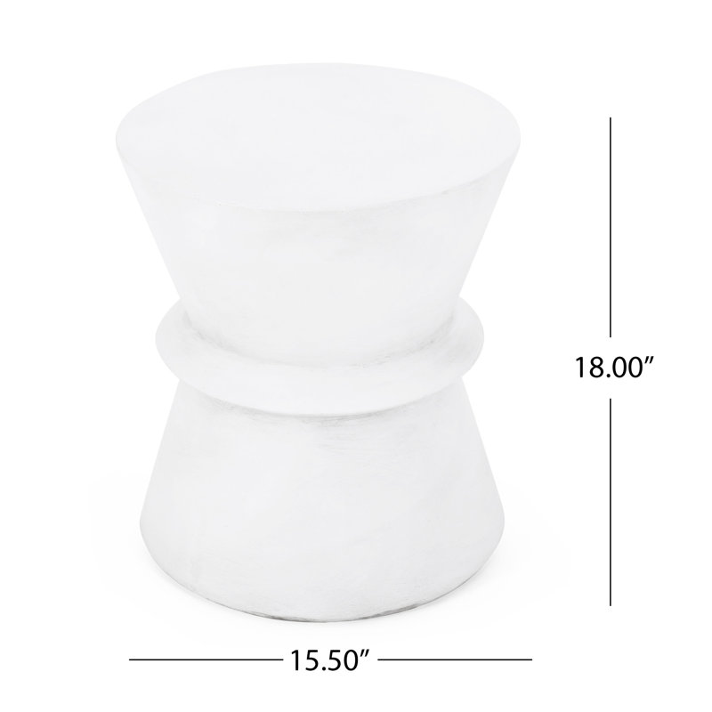 Jacqueline Round Concrete Outdoor Side Table, White