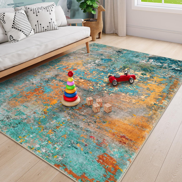 Kayo Modern Abstract Washable Area Rugs for Bedroom Soft Large Accent Carpet for Living Room Home Decor