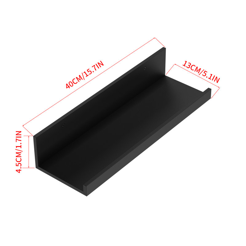 Ensemble de 8 tablettes murales flottantes en bois, tablettes pour décoration murale, Noir