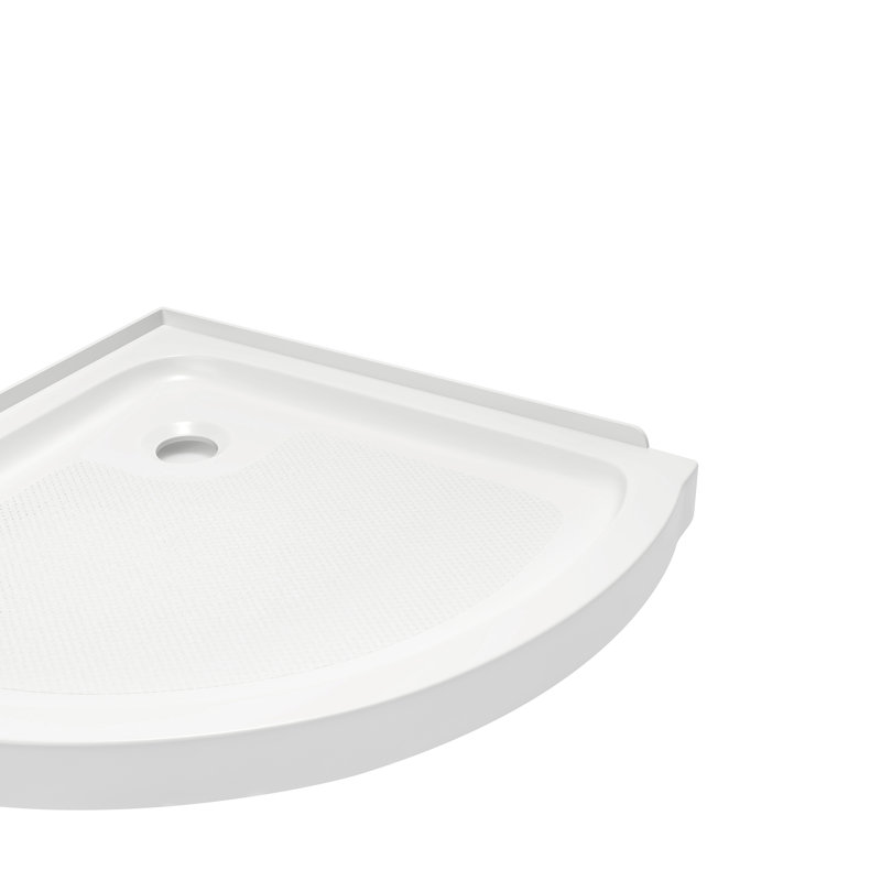 Ensemble de douche de coin ronde en chrome L 35 po x l 35 po x H 72,83 po Breeze, porte coulissante transparente, murs et poêle