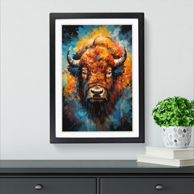Bison Abstract Art - Framed Print