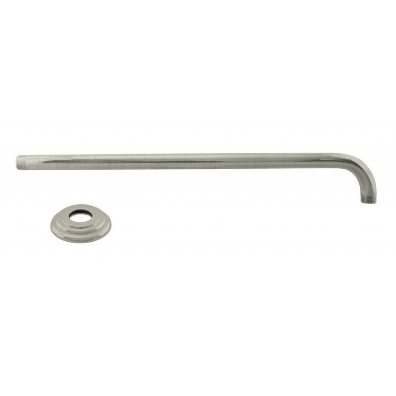 1/2" IPS x 19" Wall Mount 90-Degree Rain Shower Arm with Flange, Satin Nickel
