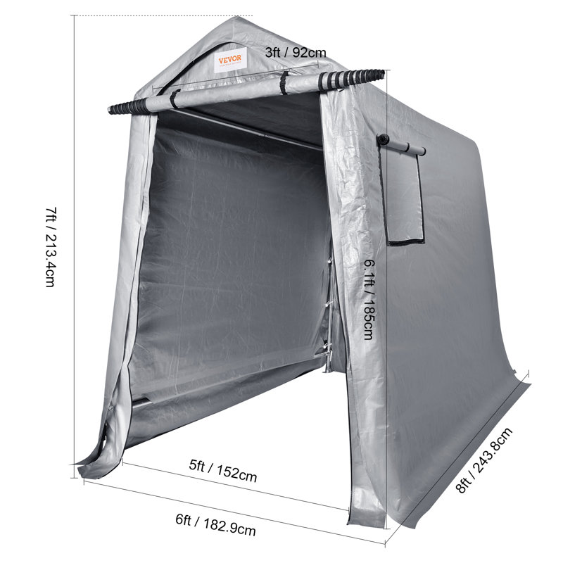 Gray 6' x 8' Portable Storage Shed with Windows
