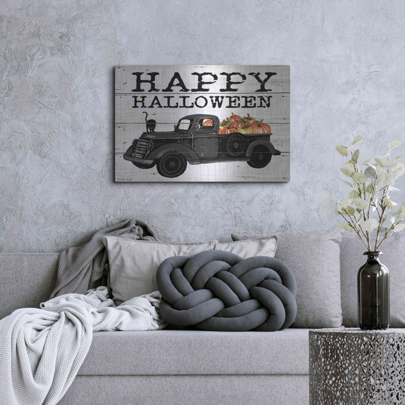 «Happy Halloween Black Truck» par Cindy Jacobs, H 24 po x l 36 po