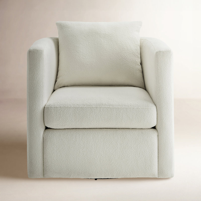 Fauteuil demi-tonneau Fran, Polyester blanc