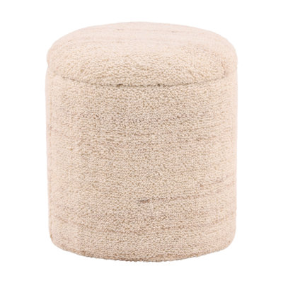 Kai Handwoven Wool Blend Stool, Ivory