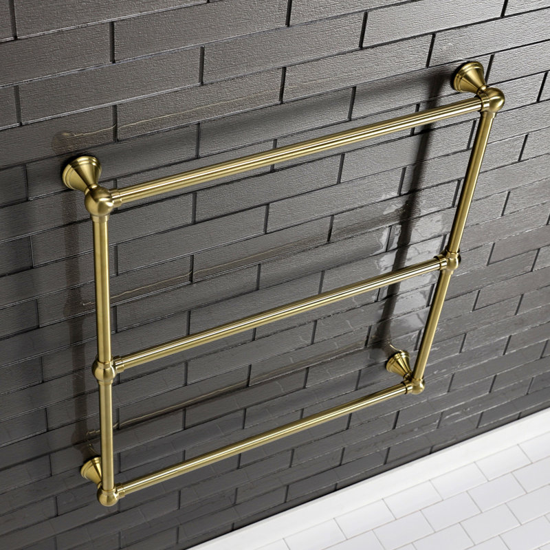 Kingston Brass Maximilien 30-Inch Wall Mount 3-Bar Towel Rack, Brushed Brass, 32" H x 30" W x 3" D