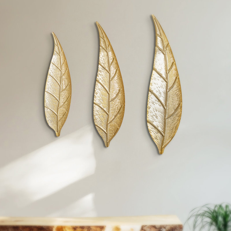 «Geltch», ensemble de 3 feuilles d'art épaisses feuilles dorées - Chic et polyvalent