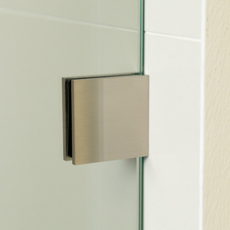 37"W x 76"H Fixed Frameless Shower Screen with 3/8" Clear Glass, Brushed Nickel, 37"W x 76"H