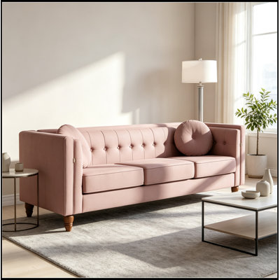 SVelvet rembourré avec accoudoirs carrés et coussins