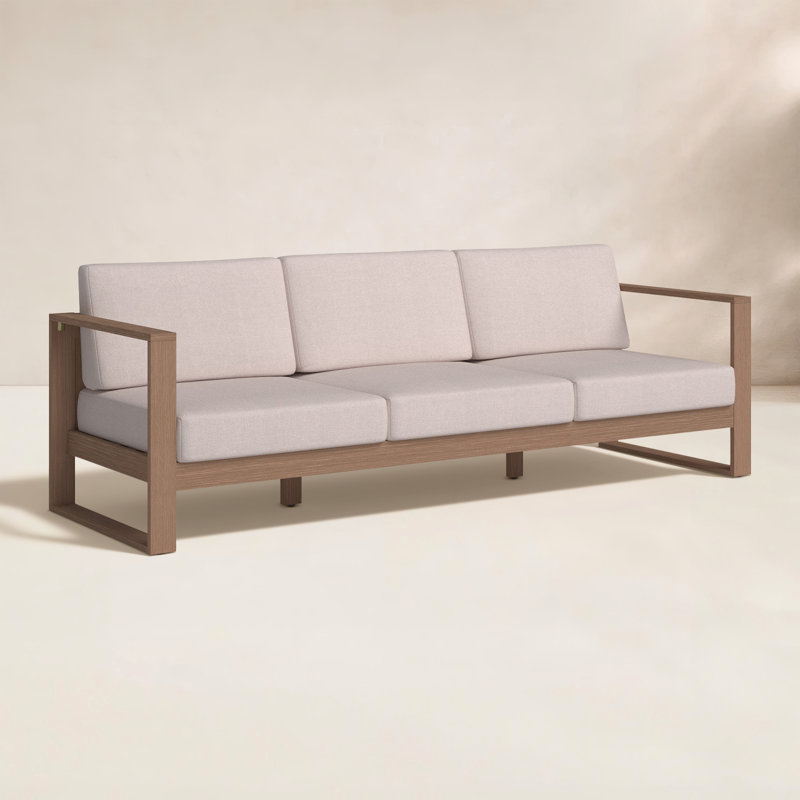 Evie-Lee 91.5'' Wide Rectangle Eucalyptus Patio Sofa with Cushions