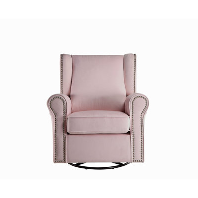 Tamaki Pink Fabric Glider Chair With Swivel