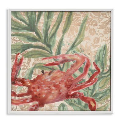 Crabe sur motif floral, estampe numérique par June Erica Vess