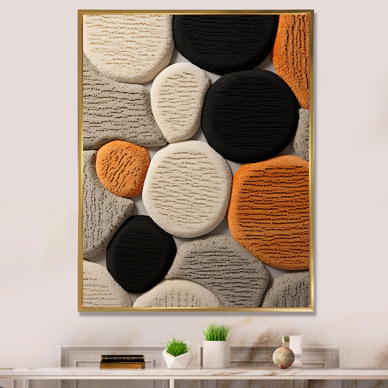Carreaux de laine art déco andins, Cadre flottant doré, H 44 po x l 34 po x P 1,5 po