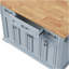 Grand îlot de cuisine de 54 pouces avec abattant en bois d'hévéa, chariot de cuisine à roulettes en relief sur 4 roues avec 4 portes et 3 tiroirs, îlot de cuisine avec rangement pour la cuisine, salle à manger, gris-bleu