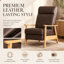 Fauteuil inclinable en cuir pleine fleur de 72 cm de large avec structure en bois-2080482801