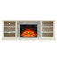 Large Faux Stacked Stone TV Desk Storage Rack, Media Console Table With Large Storage Cabinet,Modern  TV Media Stand With 23" Fireplace Insert,White, 70.12"W*15.35"D*25.83"H