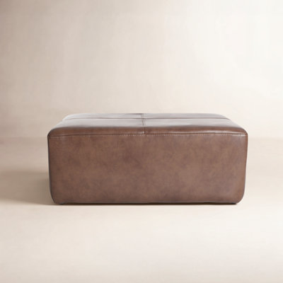 Hartwell 35" Square Genuine Leather Ottoman