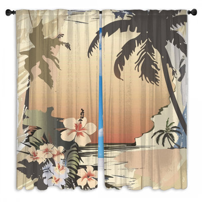 Rideaux de fenêtre tropicaux obscurcissant et obscurcissant - 2 panneaux