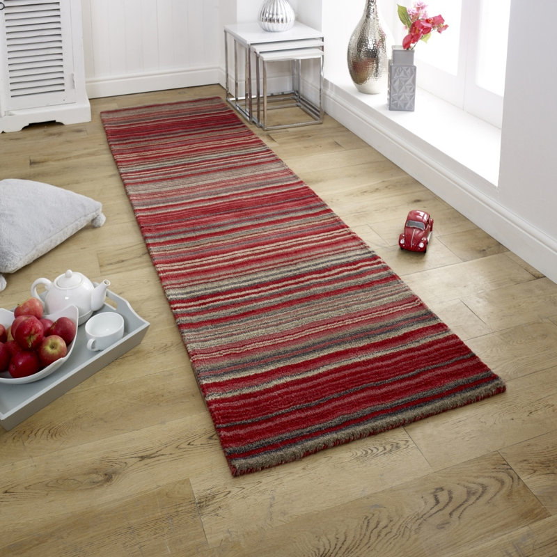Tarren Handwoven Wool Red Rug, Runner 60 x 230cm