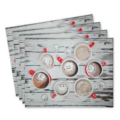 Holiday Hot Chocolate Polyester Placemats Set of 4 | Home Decor
