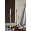 S/3 Gold Aluminum Taper Candle Holders With Round White Marble Accents L:D4x18" M:D4x14.5" S:D4x11.5"
