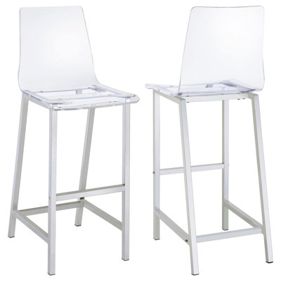 Ensemble de 2 tabourets de bar transparents et chromés