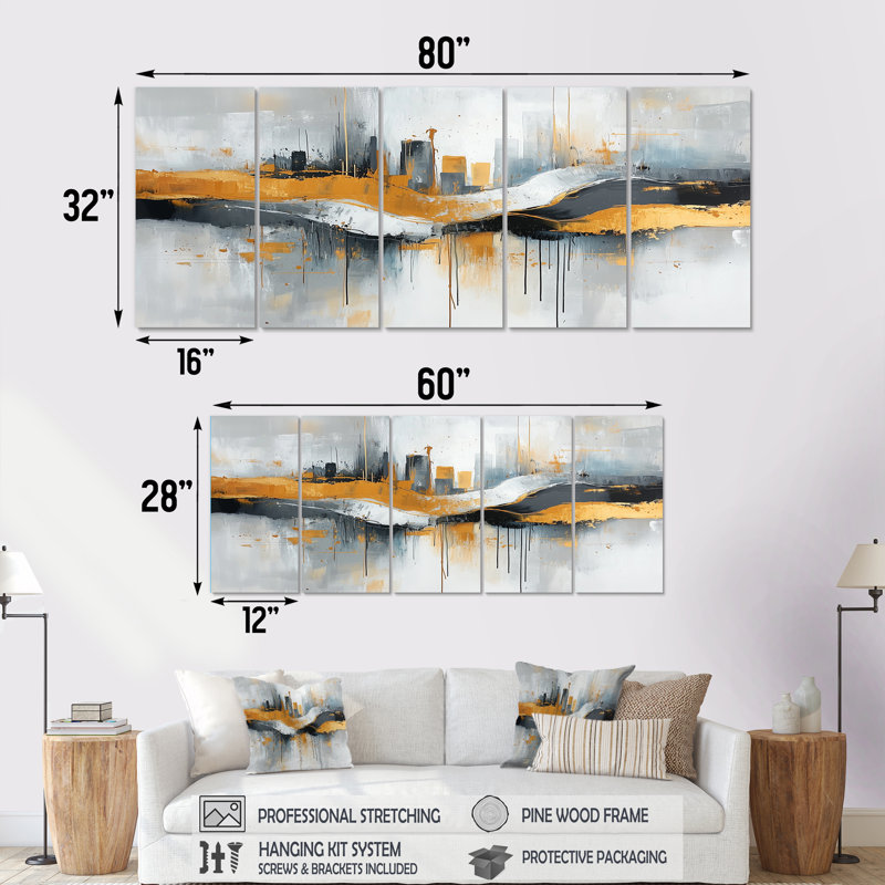 Garson - décoration murale paysage urbain - art mural industriel, H 28 po x l 60 po, 5