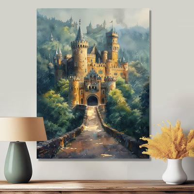 Beige vert, château de conte de fées, salon d'art mural châteaux