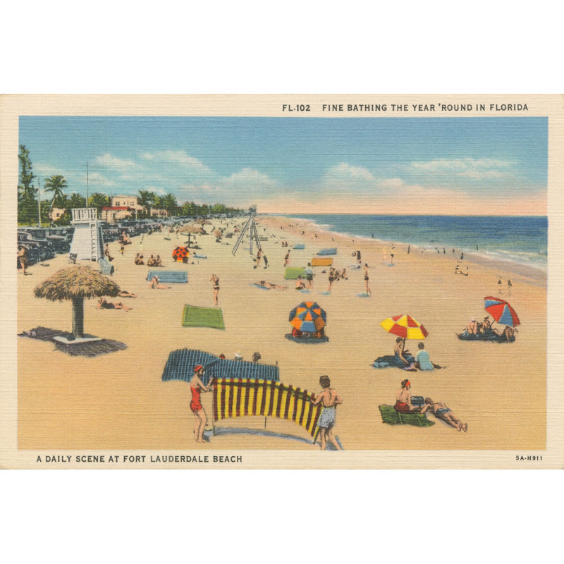 «Beach Post card I» par Wild Apple Portfolio - impression sur toile tendue, H 8 po x l 12 po, Non, Toile tendue