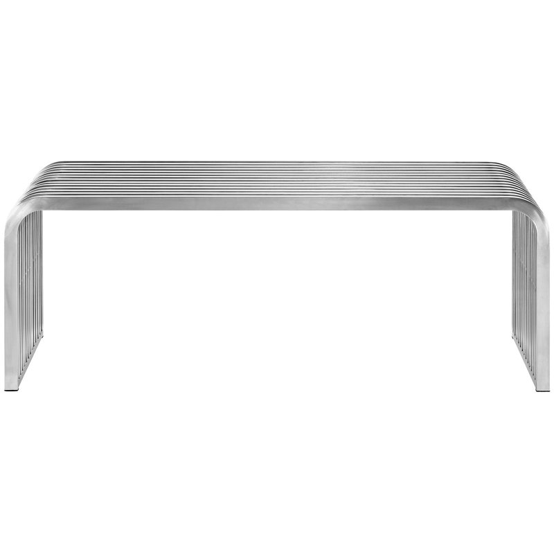Modway Pipe Stainless Steel Bench, 16.5" H x 46.5" W x 15.5" D