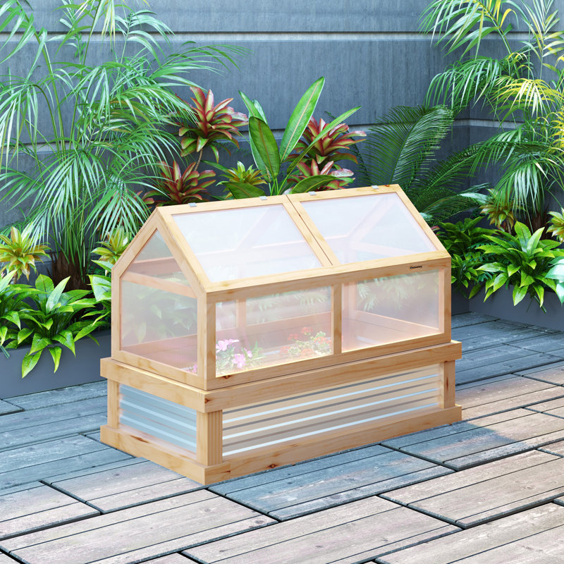 Lit de jardin surélevé avec serre en polycarbonate Outsunny