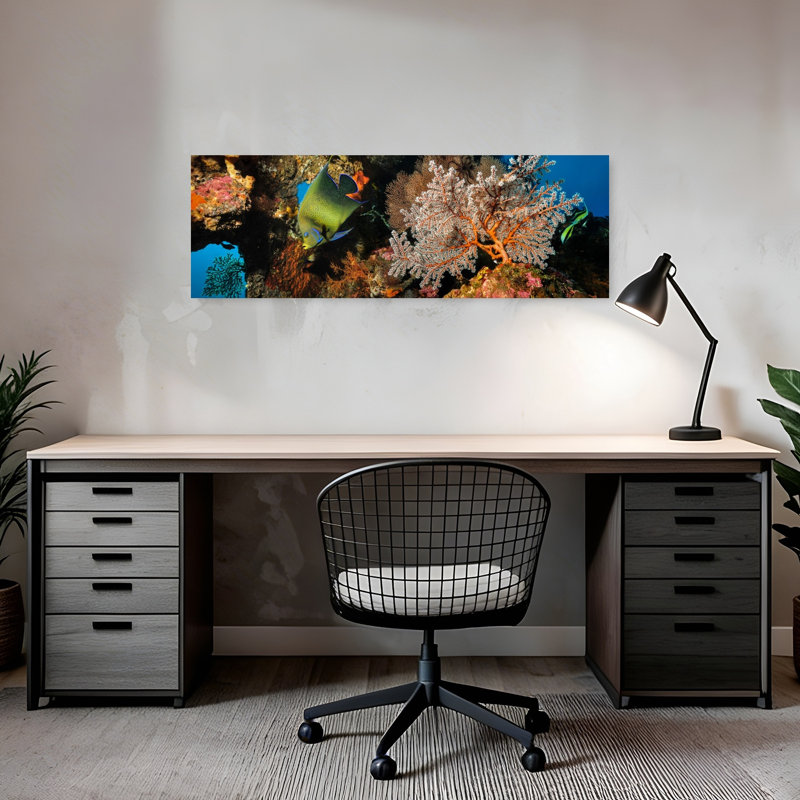«Vibrant Reef Fish», art mural tropical coloré, H 12 po x l 36 po