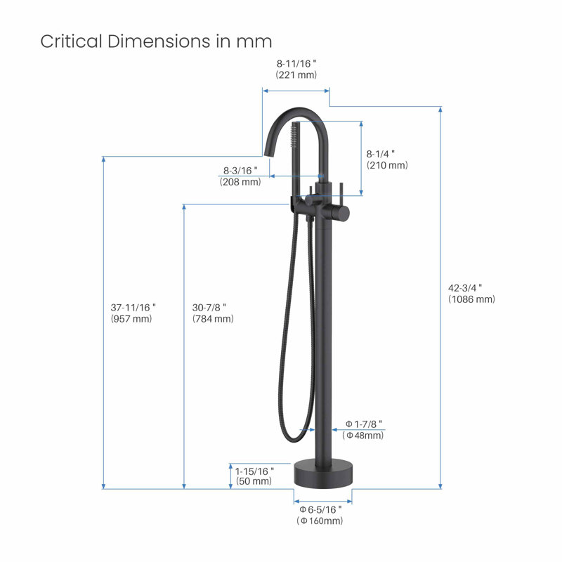 Circular Single Handle Tub Faucet, Matte Black