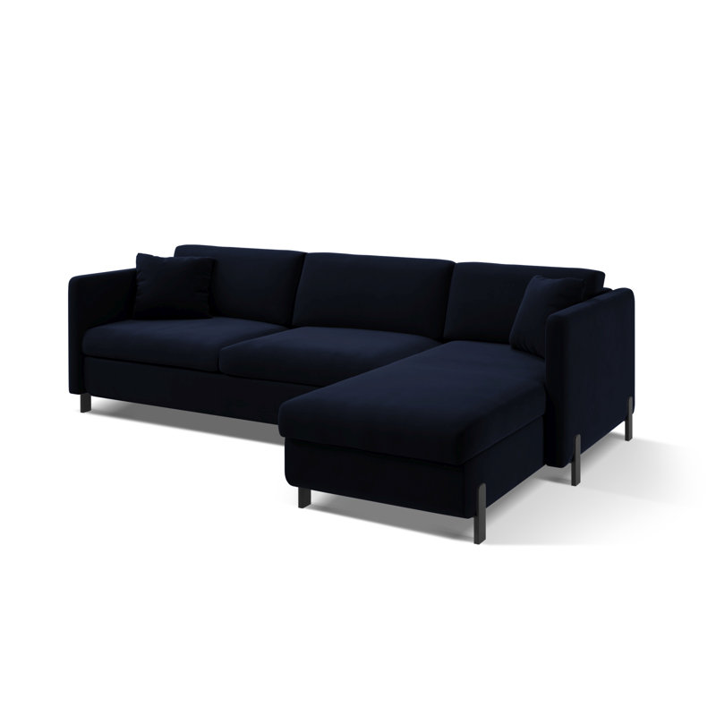 Bejna 3 Seater Velvet Sofa Bed, Right Hand Facing, Royal Blue, 80cm H x 170cm W x 280cm D