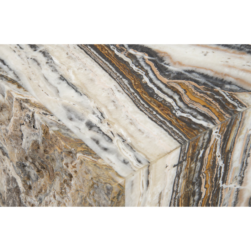 Tabouret poli onyx naturel / ivoire / noir