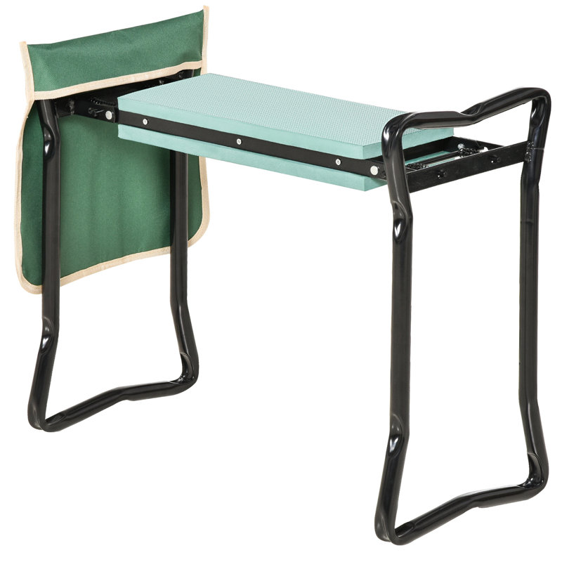 Banc de jardin pliable avec pochette à outils latérale pour le jardinage Siège pliant - confortable et inclus