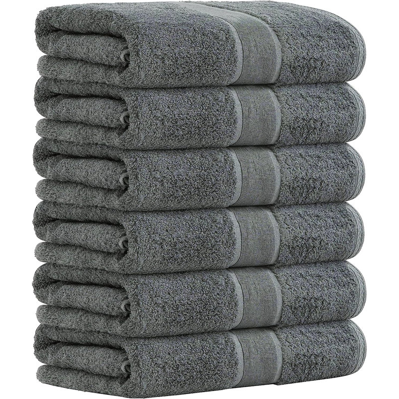 Ensemble de 6 serviettes de bain en mélange de coton Dylynn, Gris