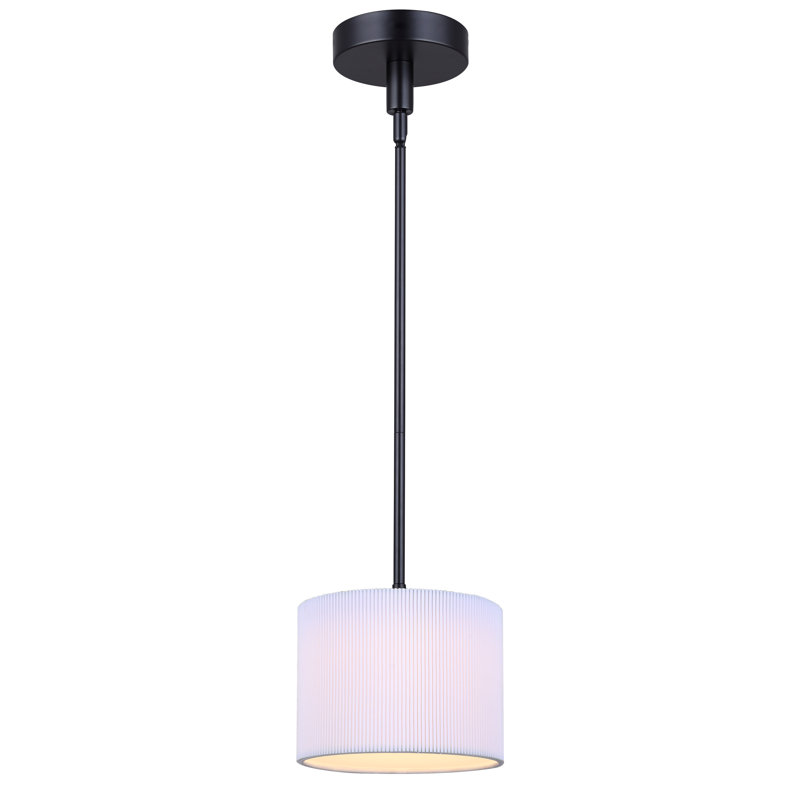 Luminaire suspendu tambour noir mat à 1 lumière Jaqui