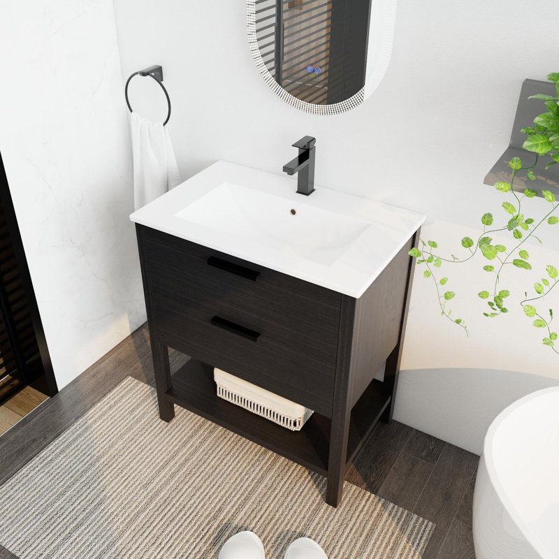 Ensemble de meuble-lavabo simple 30 po Drome, Blanc, Noir