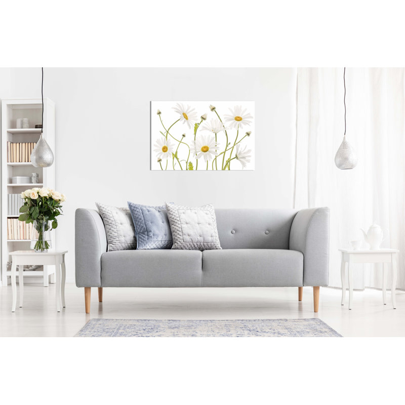 White Ox Eye Daisies Flower Floral Garden - Wrapped Canvas Painting, 91cm H x 61cm W